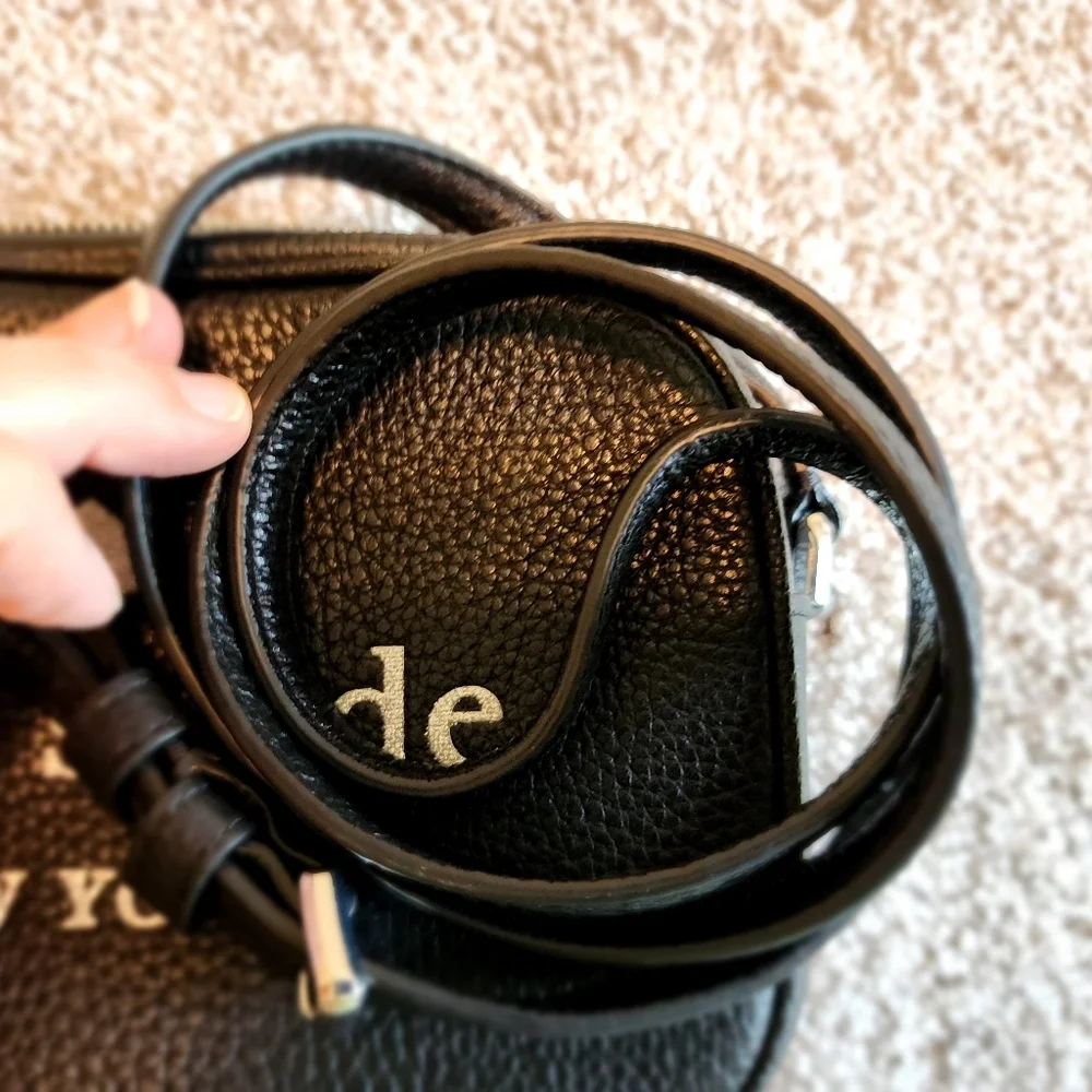 Kate‎ Spade Glitter Camera Black Leather Clutch